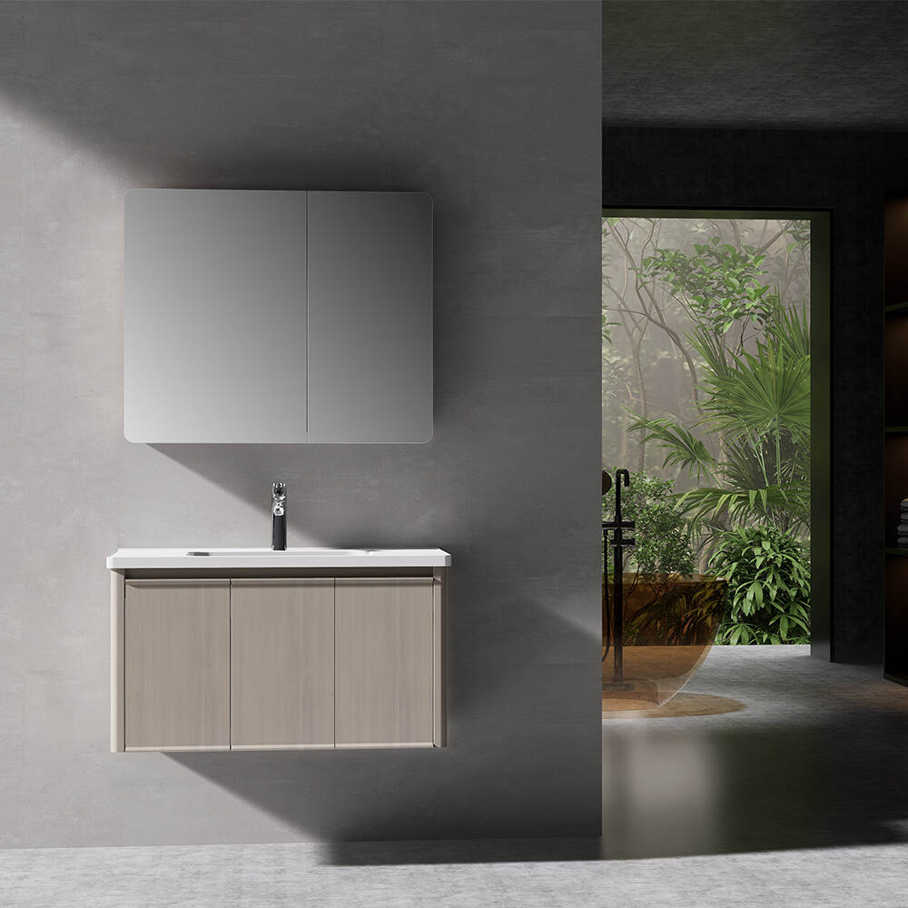 Wall Mount Floating Cabinet Plywood Washing Basin Sinks Washroom Storage Bathroom Vanities Set