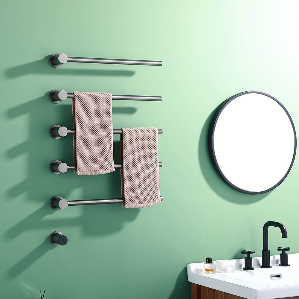 Bathroom Accessories Brushed Gold Embedded Electric Towel Rail Multifunctional Polished Heated Towel Racks Luxury