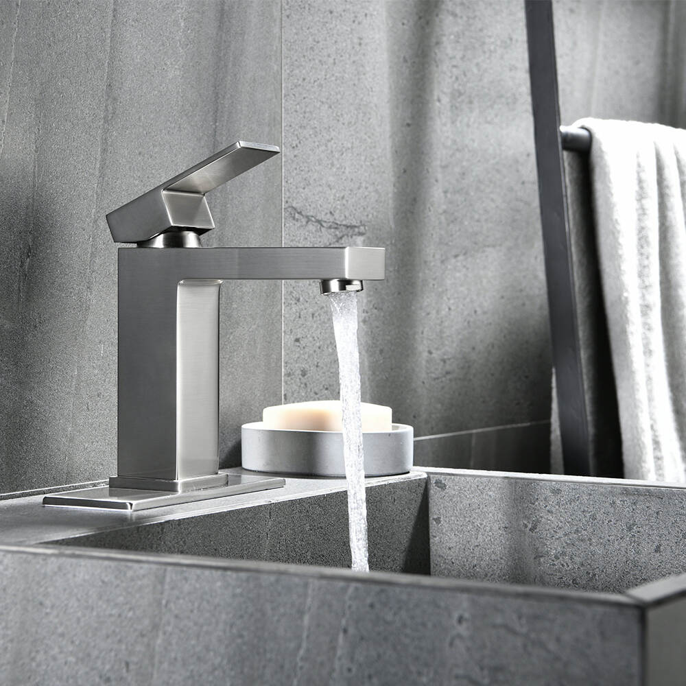 Contemporary Single Hole Deck Mounted Bathroom Basin Faucet Brushed Gold Hot Cold Water Mixer Brass Wash Basin Sink Faucets