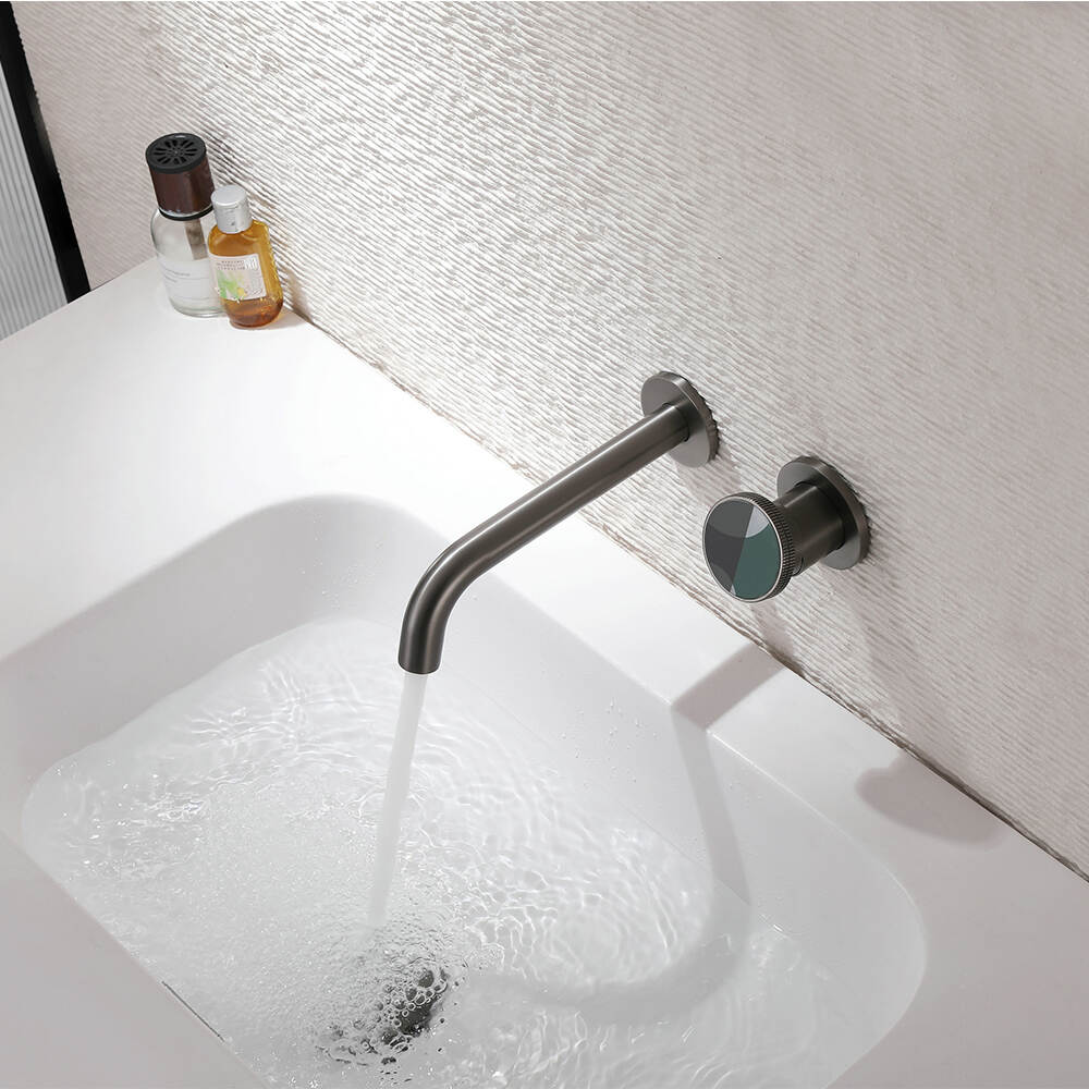 Luxurious Modern Sanitary Ware 1 Handle Bathroom Faucets Wall Mounted Dual Hole Brass Basin Faucet