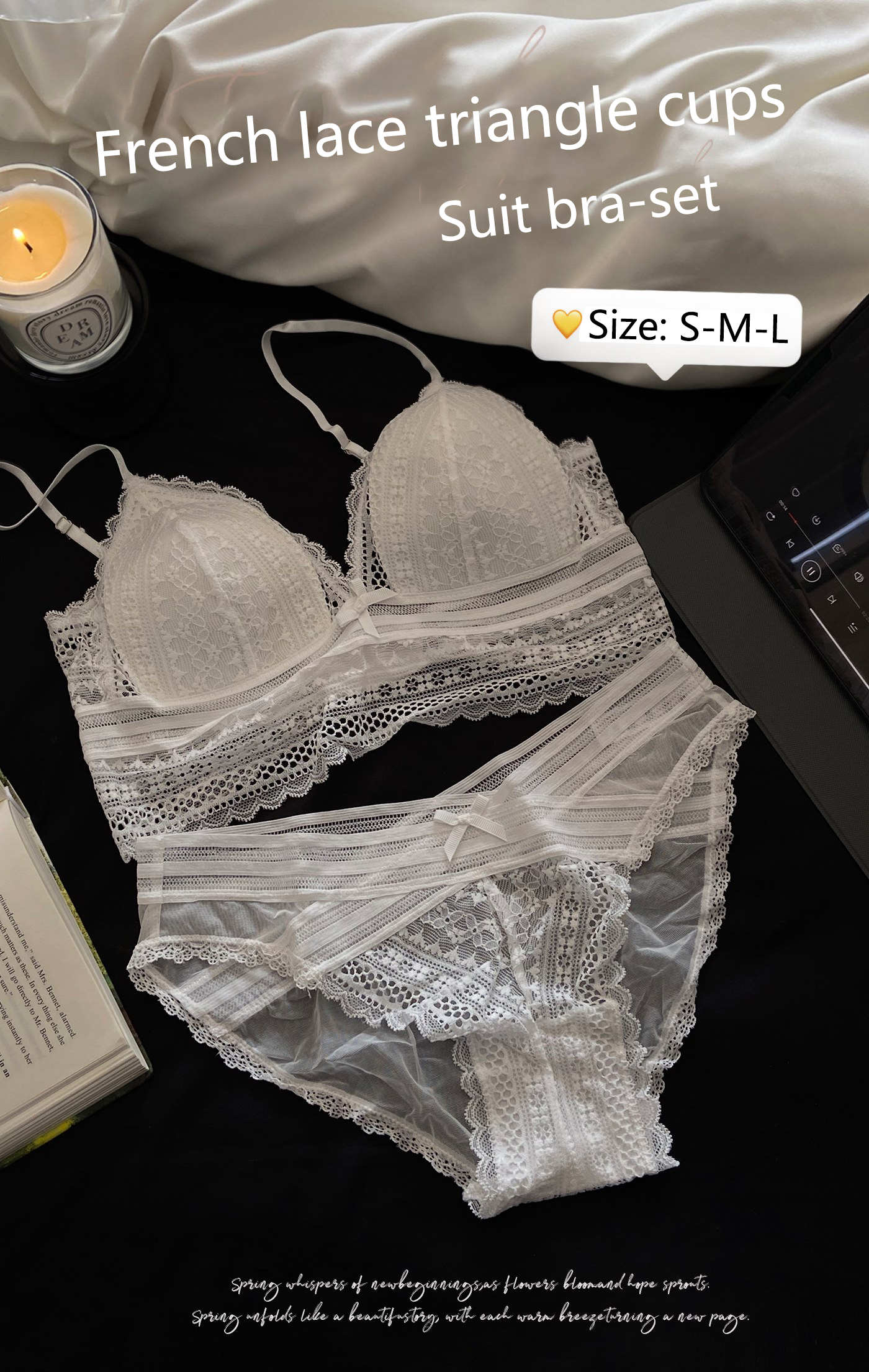 French Lace Triangle Cup Suspender Bra