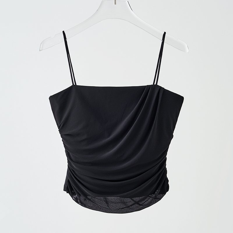 Luxury Folded Asymmetric Strappy Back Vest with Built-in Cups