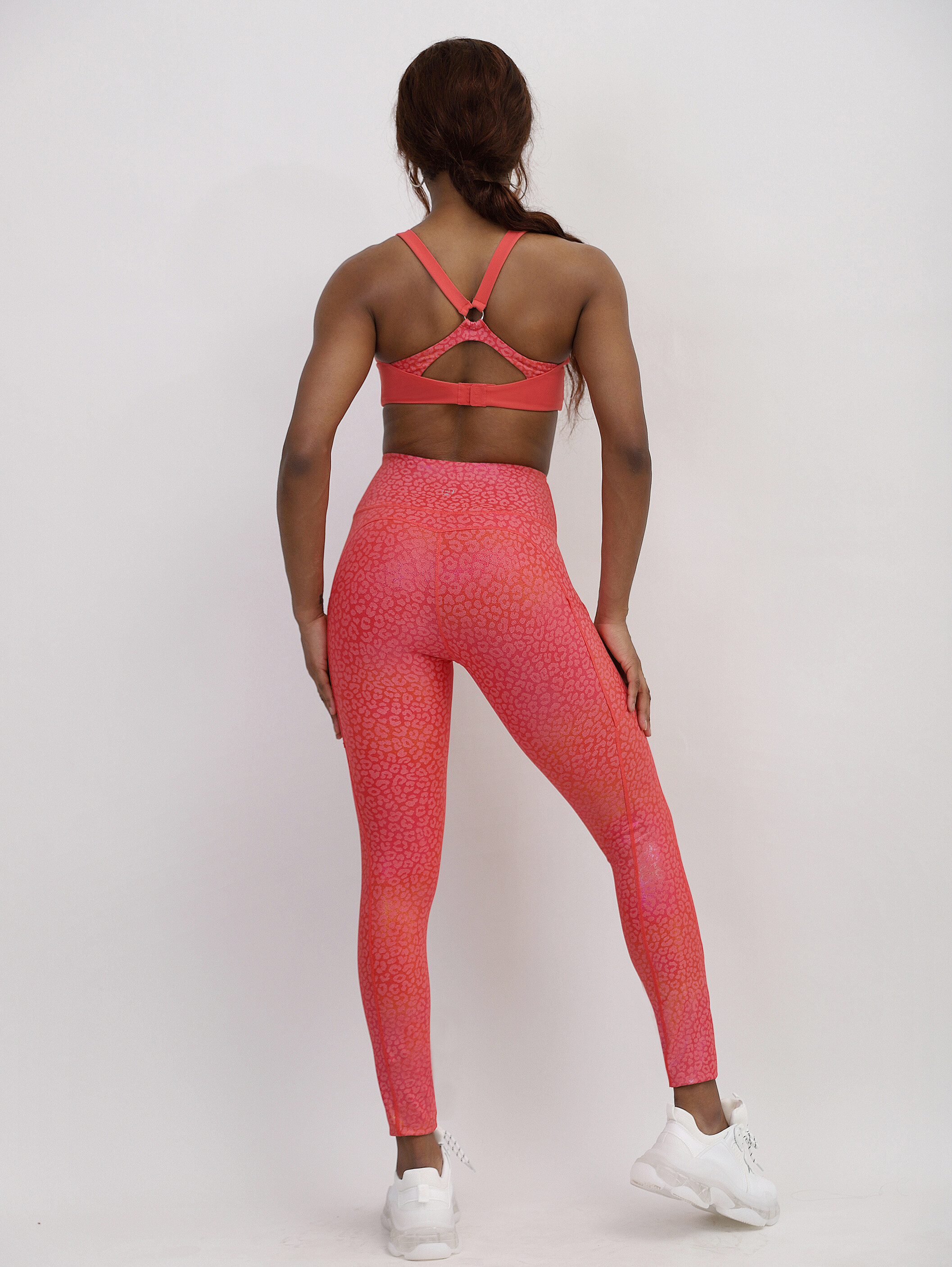 Red Leopard Print Active Wear, Full Length Active Wear