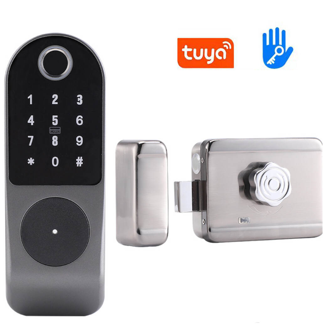 Waterproof Keyless Tuya Wifi Remote Unlock Password Digital Biometric Fingerprint Smart Exterior Rim Door Lock