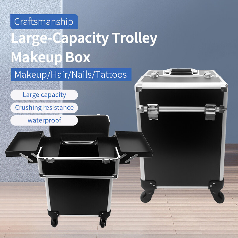 Veninow Gran capacidad Trolley Professional Makeup Box Cosmetics Case