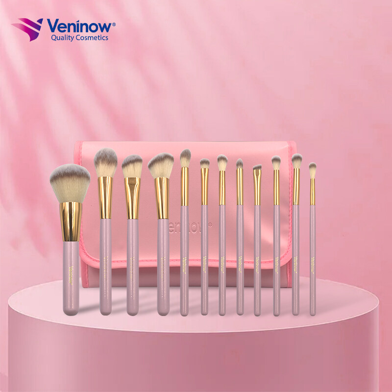 Ensemble de brosses de maquillage blanc Veninow 12 pièces