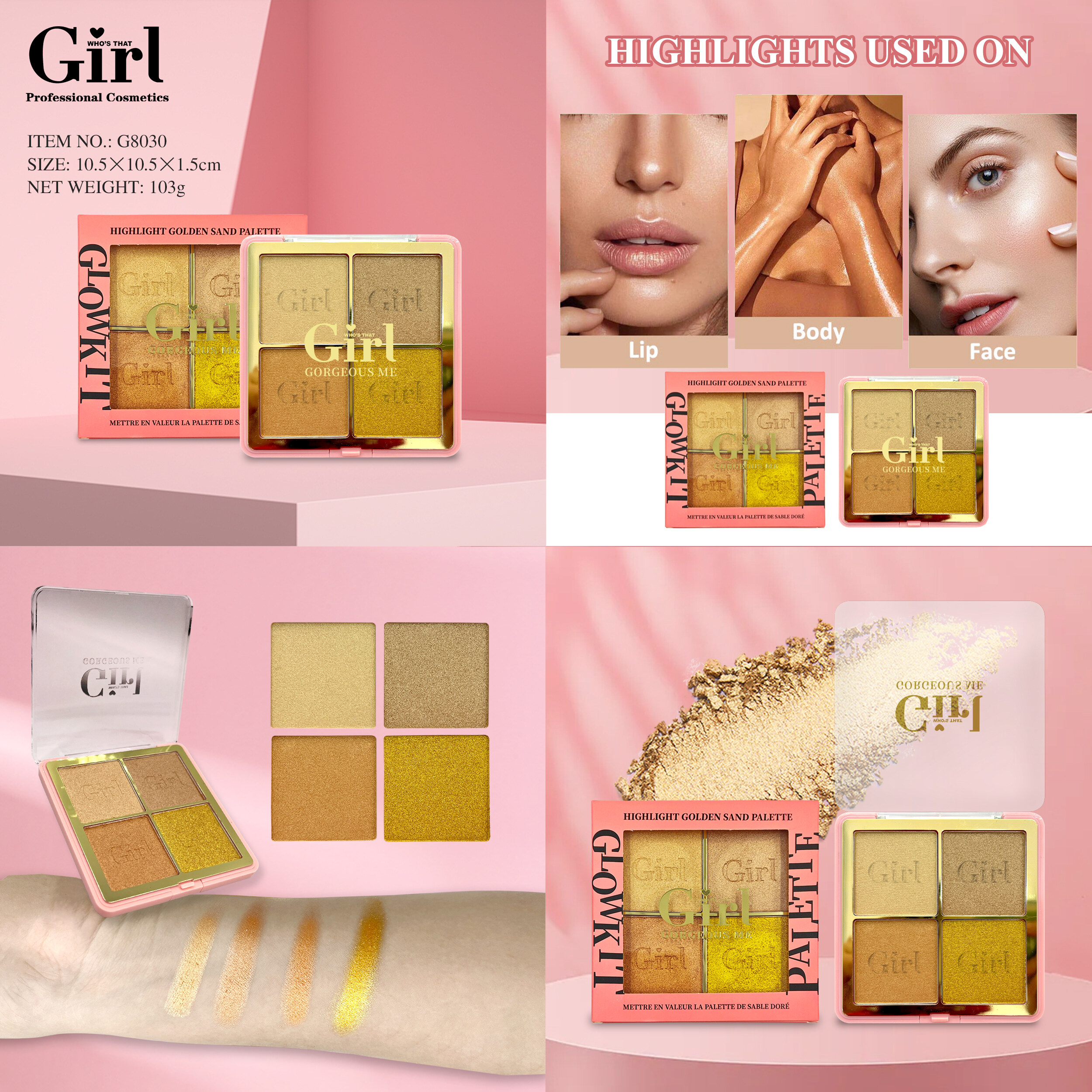 Who's That Girl 4 Colors Highlighter Palette