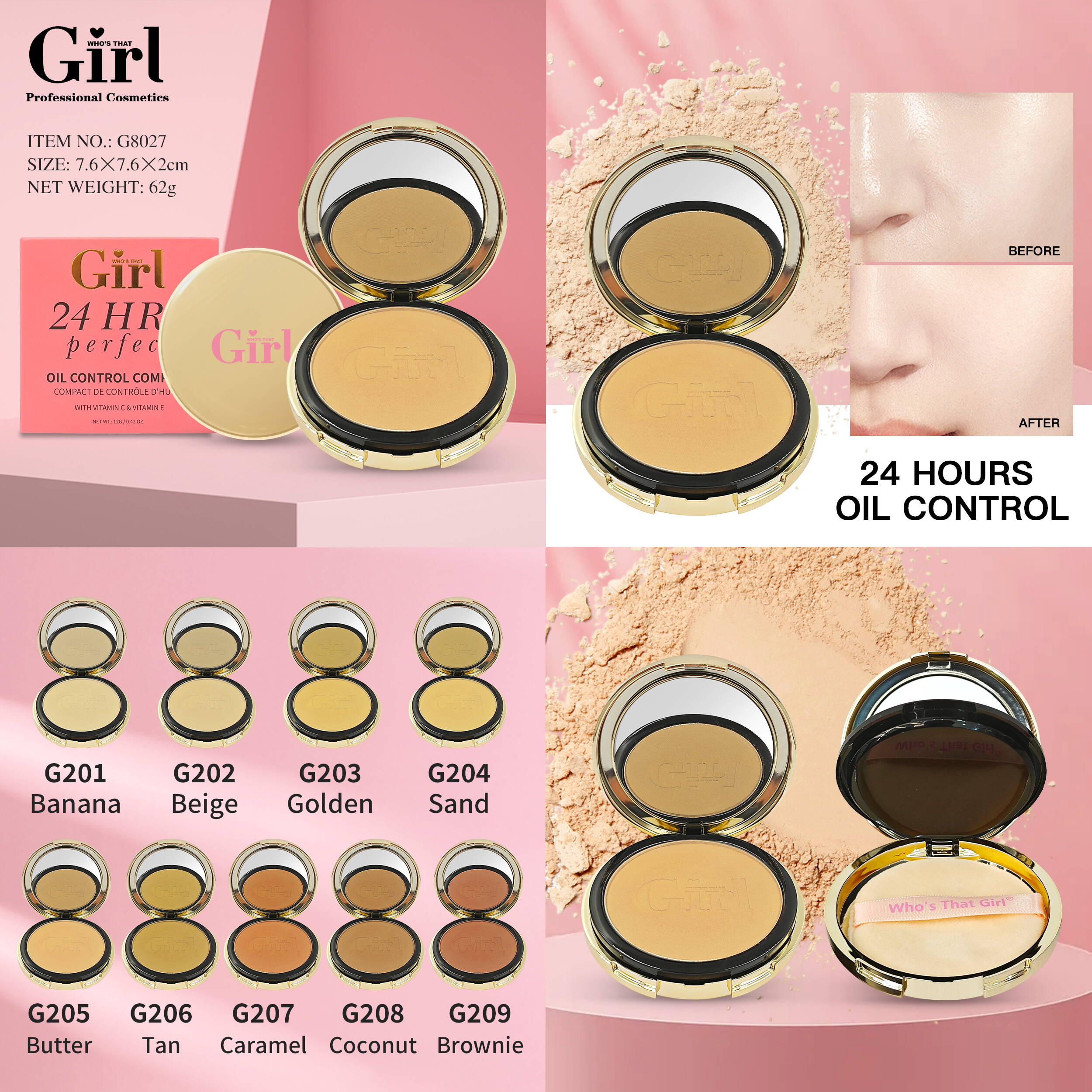 Who's That Girl Oil Control Compact Powder Makeup