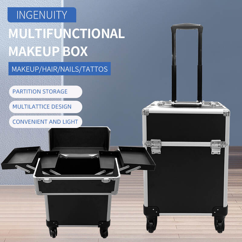 Veninow Large Capacity Trolley Professional Makeup Box Travel Cosmetics Case