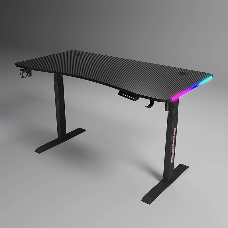 RGB LED Gaming Computer Desk Single Motor Frame Leg with Cup and Headphone Holder