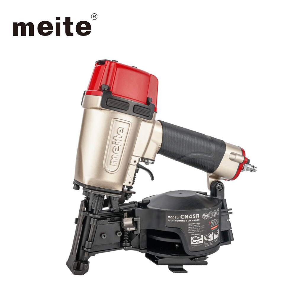 meite CN45R Pneumatic Coil Roofing Nailer 15-Degree 7/8-Inch to 1-3/4-Inch Coil Roofing Nailer