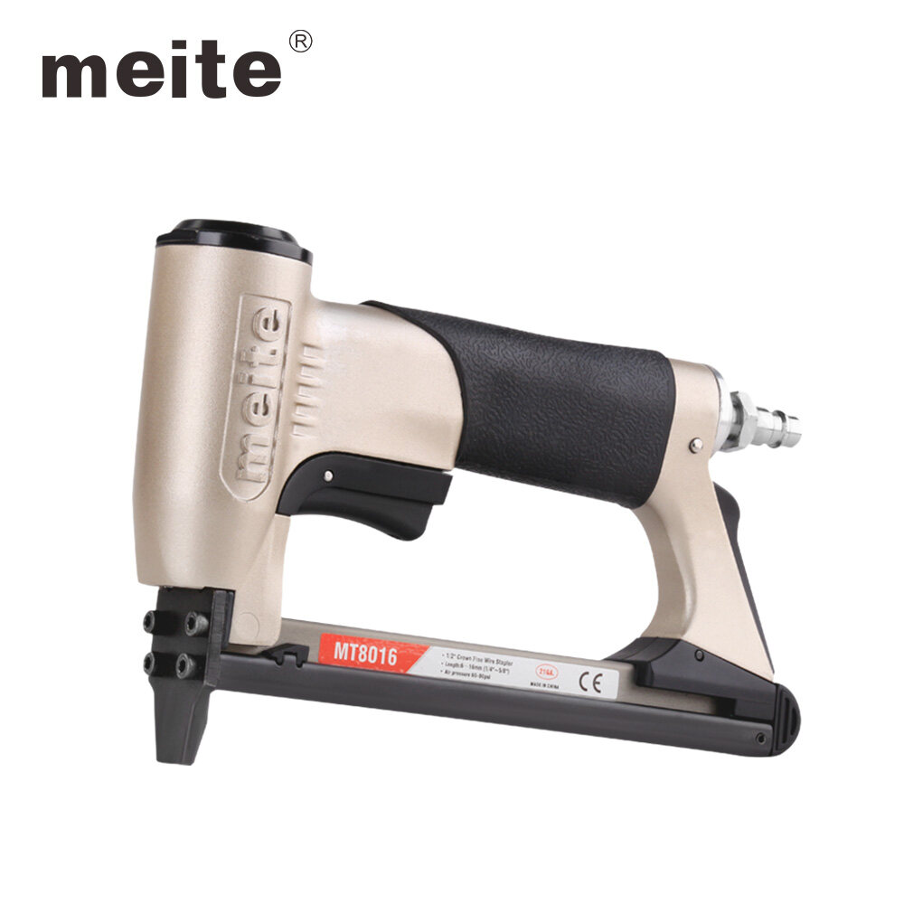 meite MT8016 Pneumatic Upholstery Stapler 21 Gauge 1/2" Crown 1/4" to 5/8" Length Industrial Fine Wire Stapler