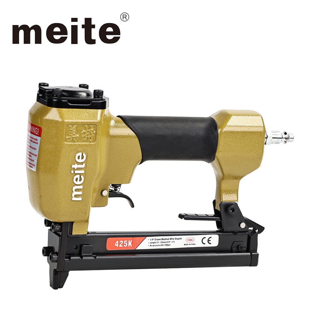 meite 425K Pneumatic Upholstery Stapler-18 Gauge 1/4-Inch Narrow Crown 1/2" to 1" Leg Length Medium Wire Stapler