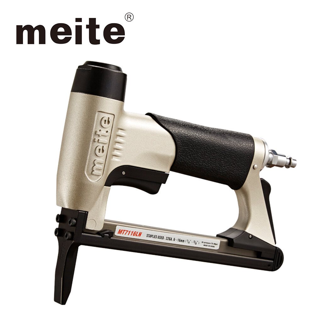 meite MT7116LN Pneumatic Upholstery Stapler 22 Gauge 71 Series 3/8" Crown 1/4" to 5/8" Length Long Nose Stapler Industrial Fine