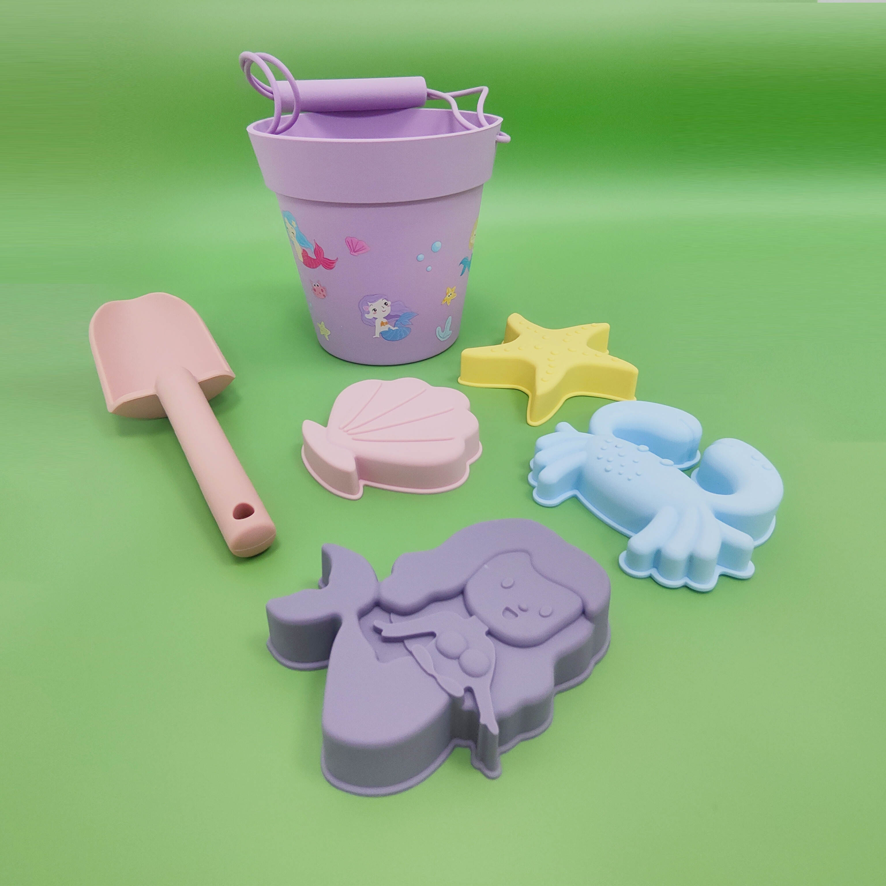 Silicone Mermaid Beach Bucket Sand Toy Set