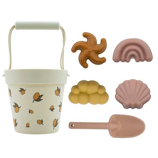 Silicone Beach Bucket Lemon Sand Toy Set