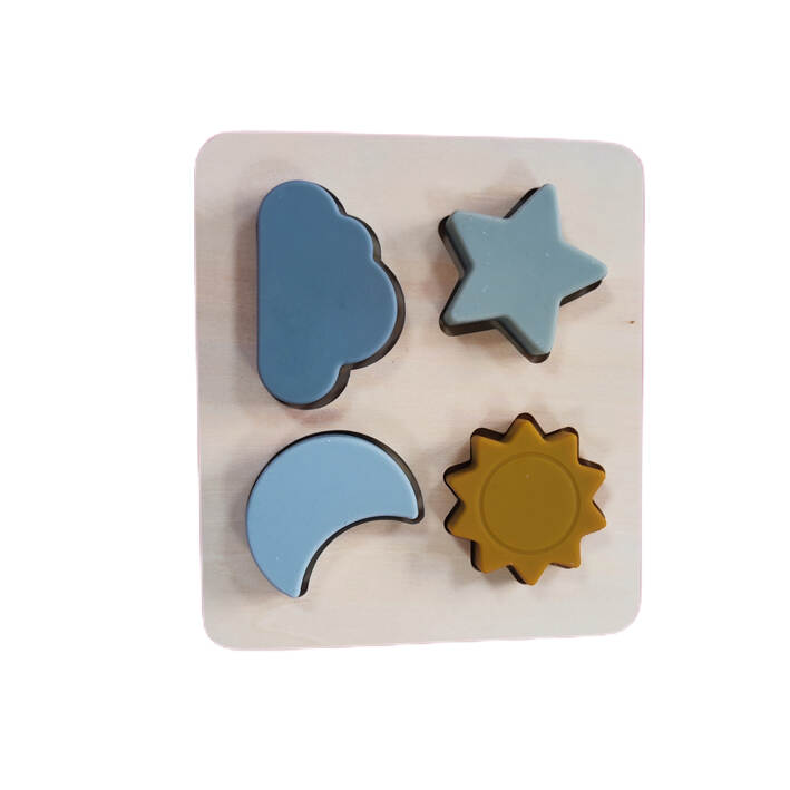 Silicone Wooden Weather Puzzle Toys Set