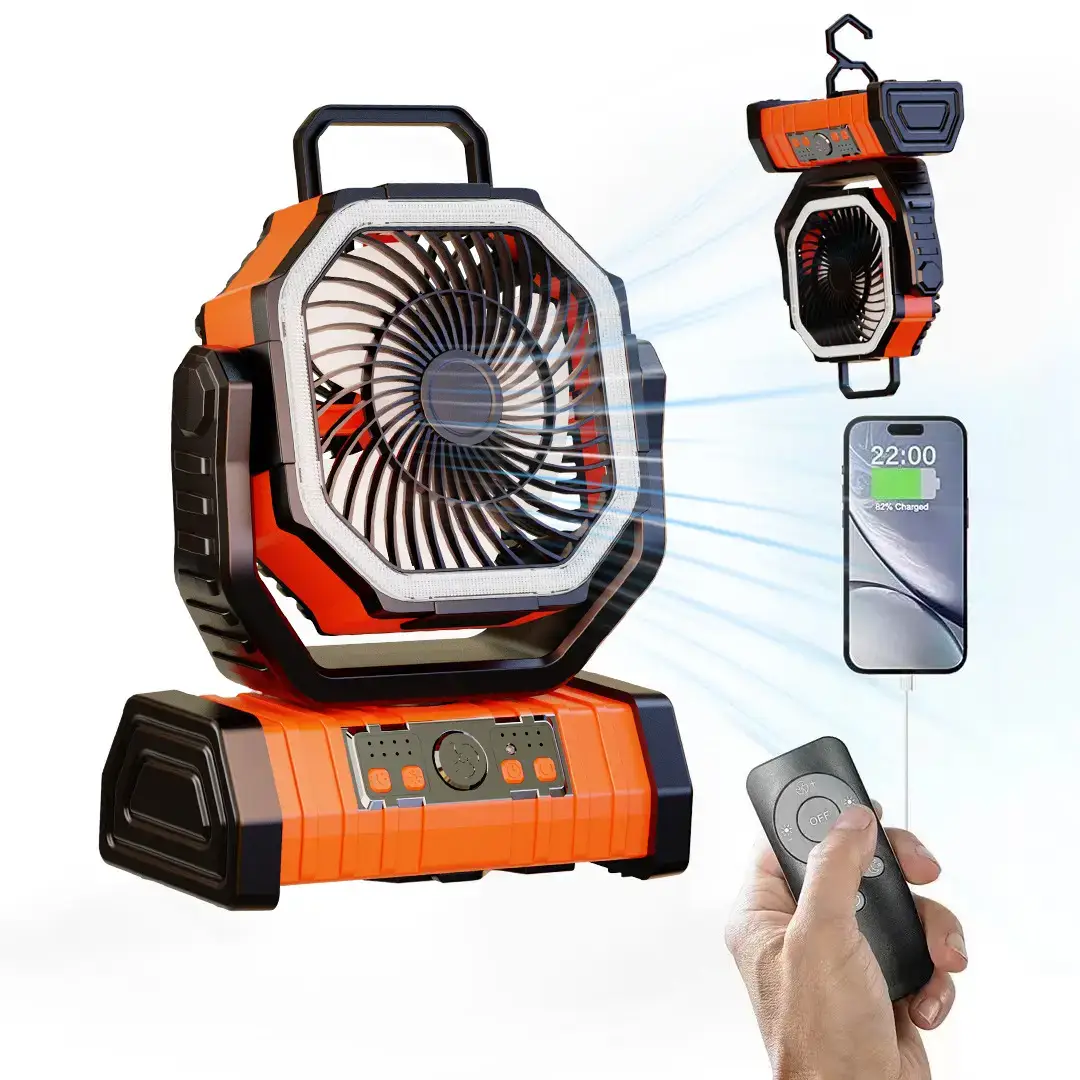 2024 Outdoor Must-Have! 3-in-1 Folding Fan: Desk Clip/Hanging/Handheld, LED Light & Power Bank Function