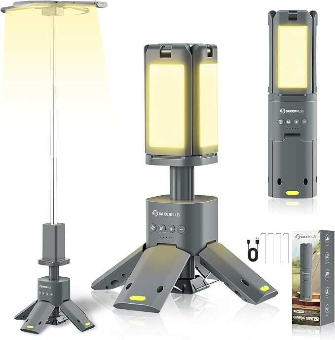 Telescopic Camping Lantern, 14000mAh Rechargeable Cordless Camping Lights 3 Light Modes for Hiking/Tent/Emergency with Portable