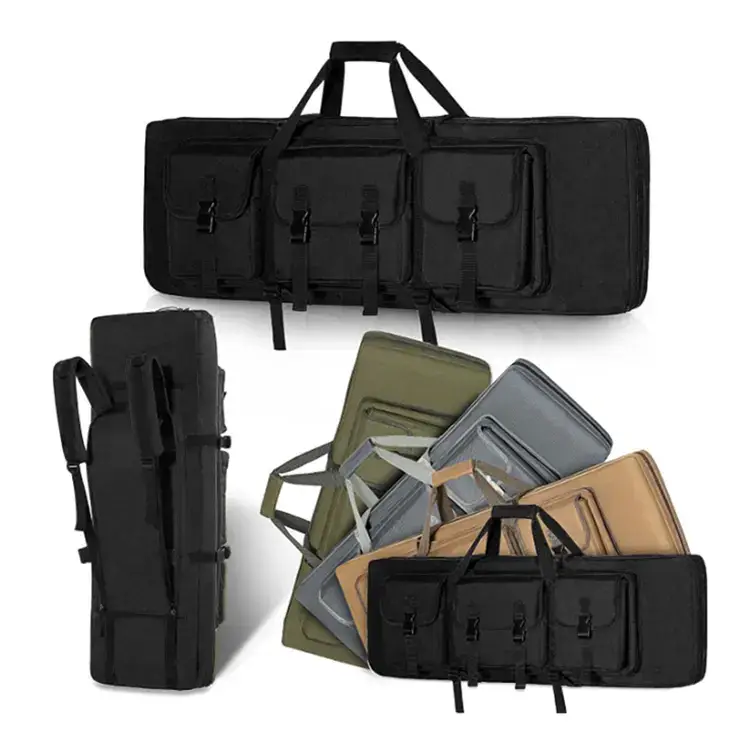 Rifle Case 42" Tactical Gun Bag, Waterproof 600D Polyester, Padded Interior with Lockable Zippers"