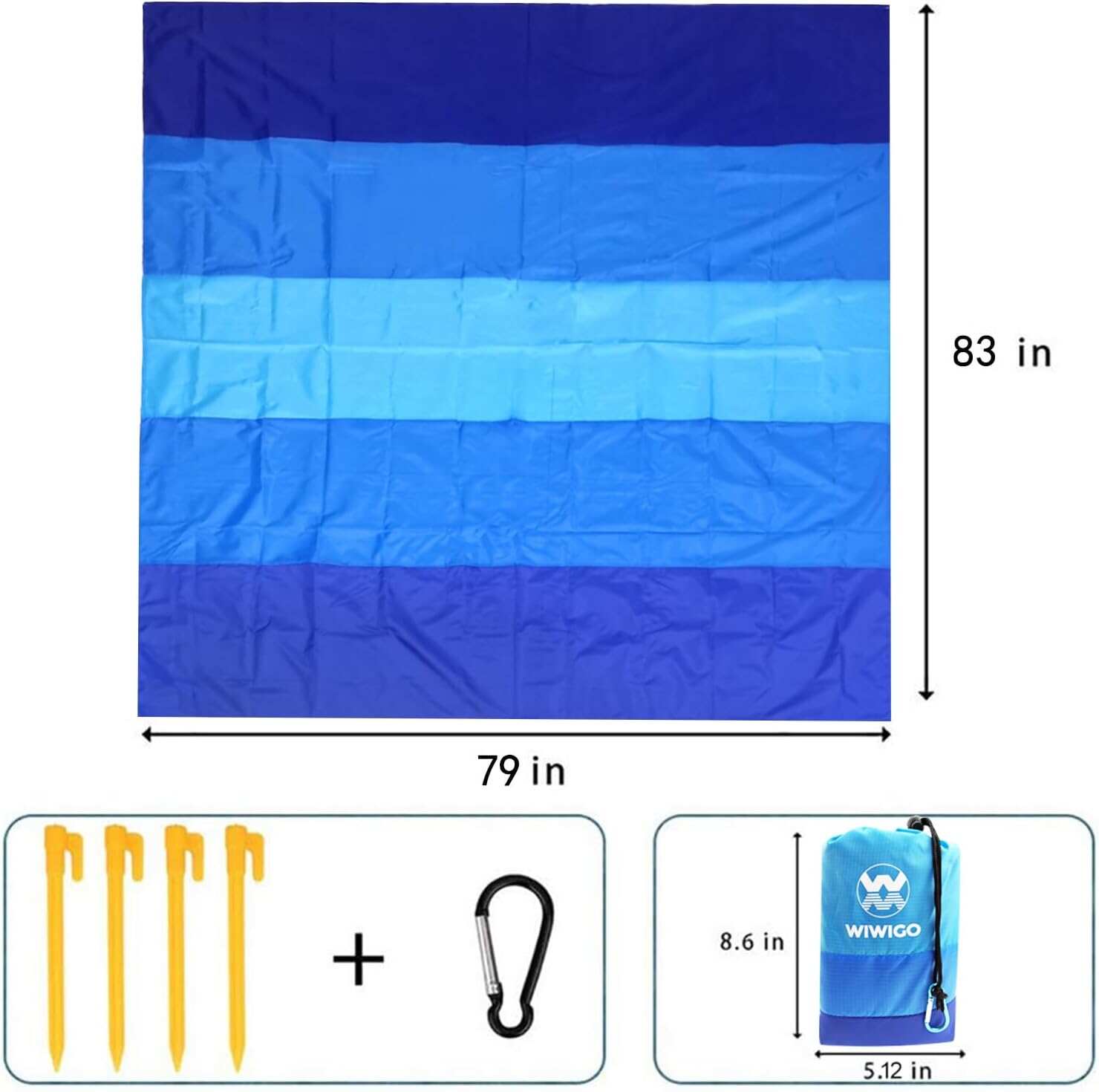 Non-Slip Picnic Mat with Stakes & Carry Bag, All-Terrain Outdoor Blanket