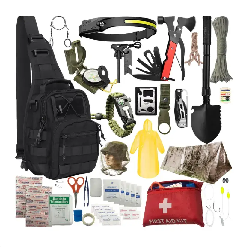 Professional Camping Survival Kit Emergency Survival Kit with Sling Bag for Outdoor Adventure Hiking