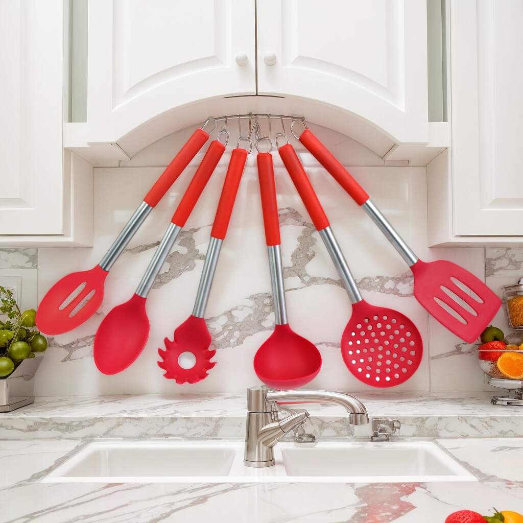 Red 6 Pcs Kitchen Utensil