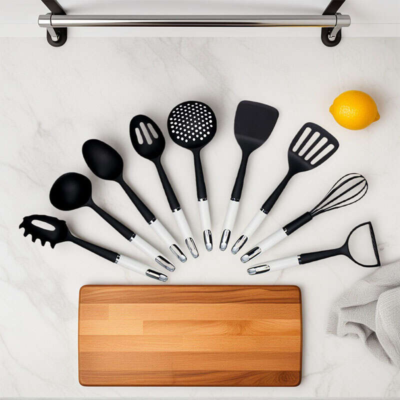 Kitchen Cooking Accessories Silicone Handle 9PCS Cooking Utensils Set Food Grade Camping Cooking Utensils