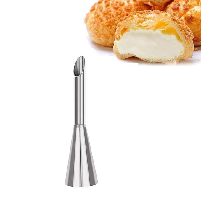 Puff Filling Tip,Eclair Piping Tip,Long Puff Nozzle Tip Decorating Tool for Donuts,Cupcakes,Pastry