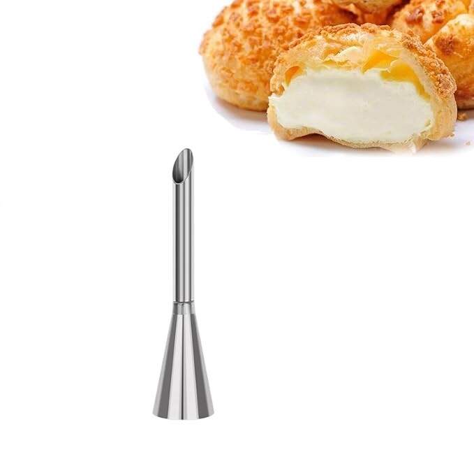 Puff Filling Tip,Eclair Piping Tip,Long Puff Nozzle Tip Decorating Tool for Donuts,Cupcakes,Pastry-copy