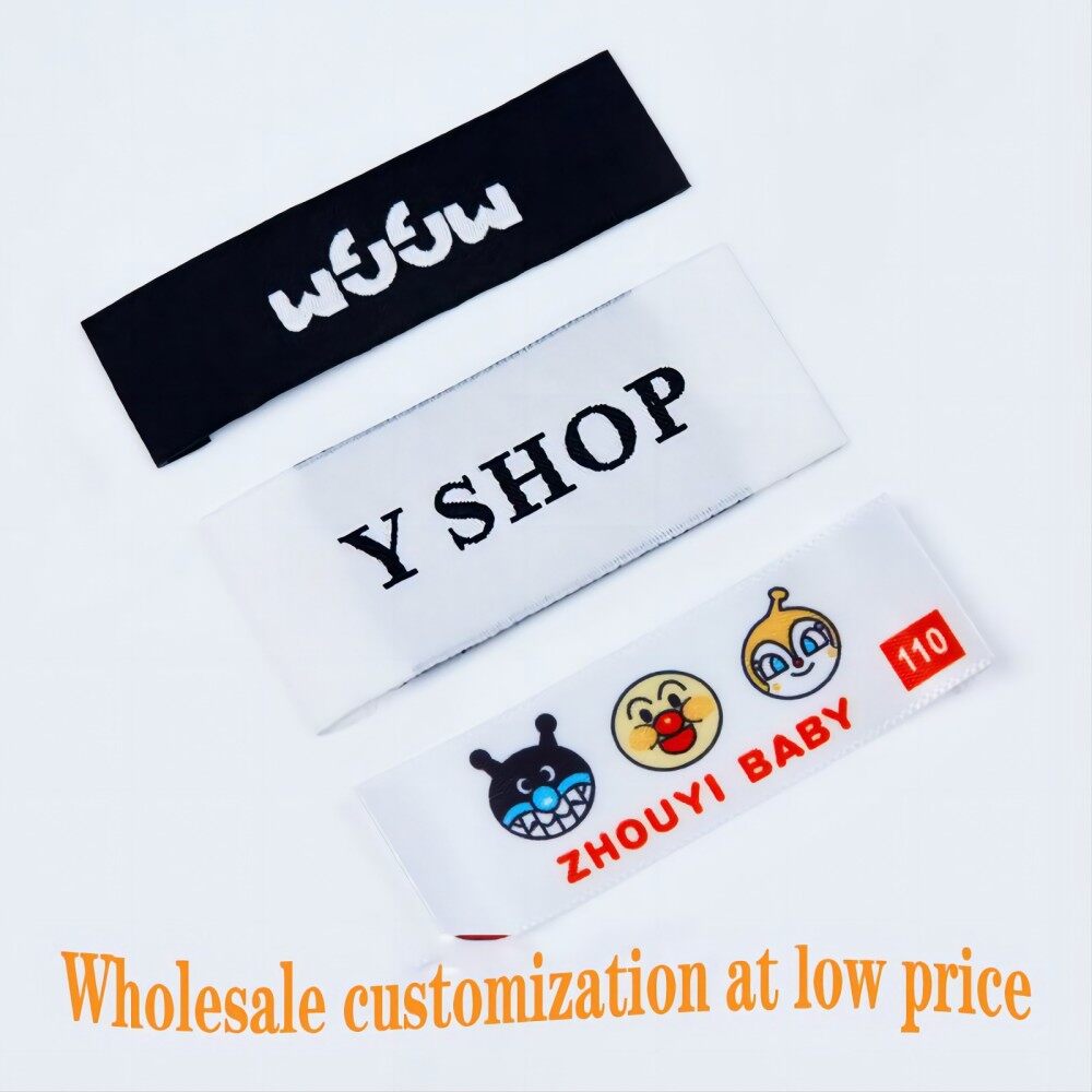 Hot melt Wash Cloth label customized fine with clothes and home textile collar label woven label customized