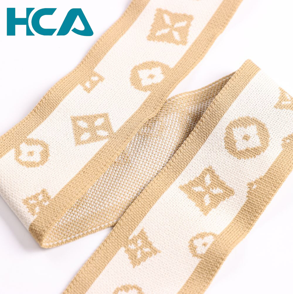 8CM Polyester Knitted Tape Elastic Tape Brand Cotton Webbing For Clothing Waist Decoration Skirt