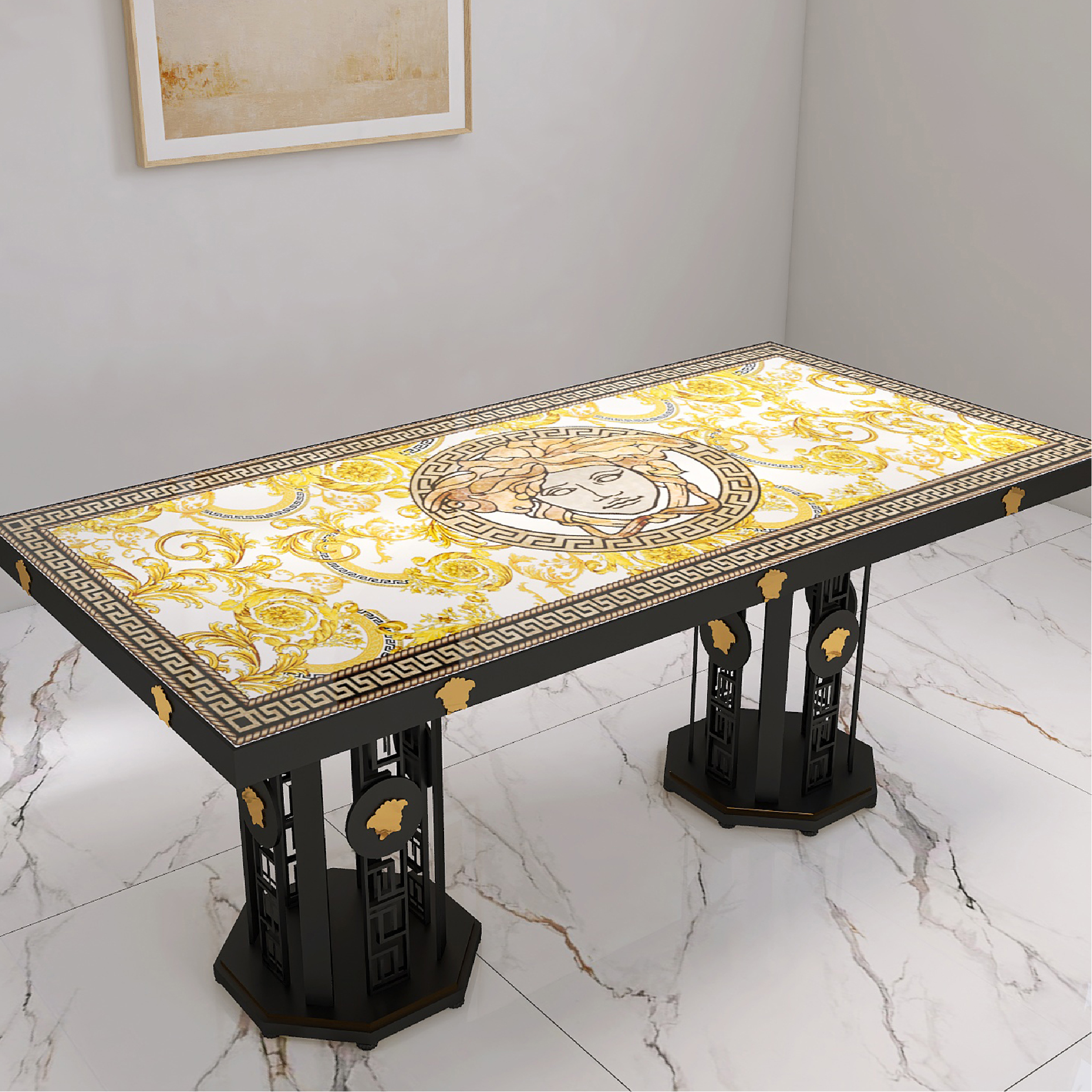 Springlegroup modern gold restaurant edge dining table hotel lobby apartment furniture home