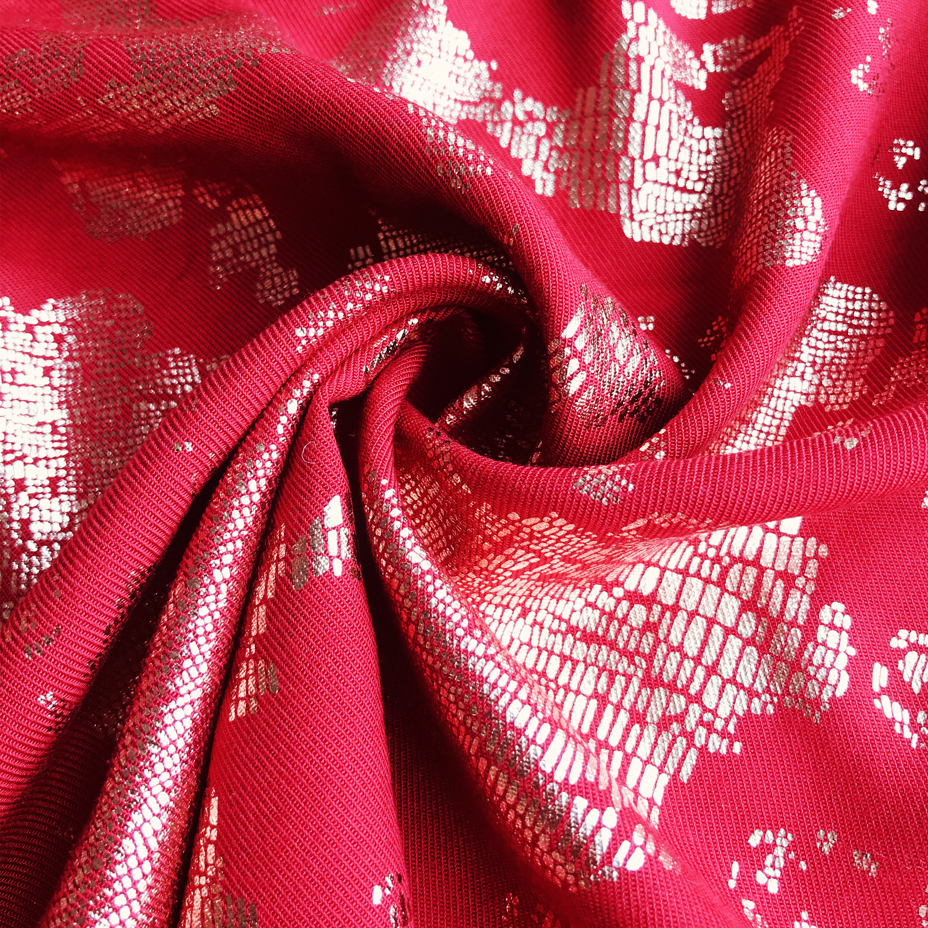 100% Rayon Twill with Foil Printing fabric