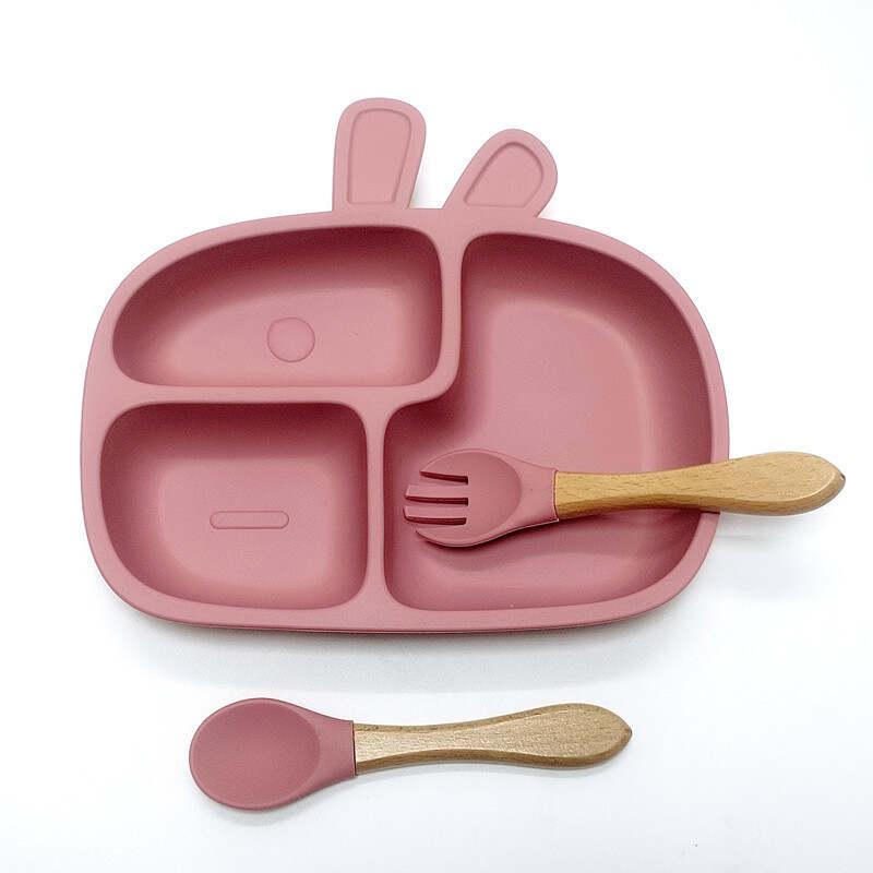 silicone baby rabbit dinner plate