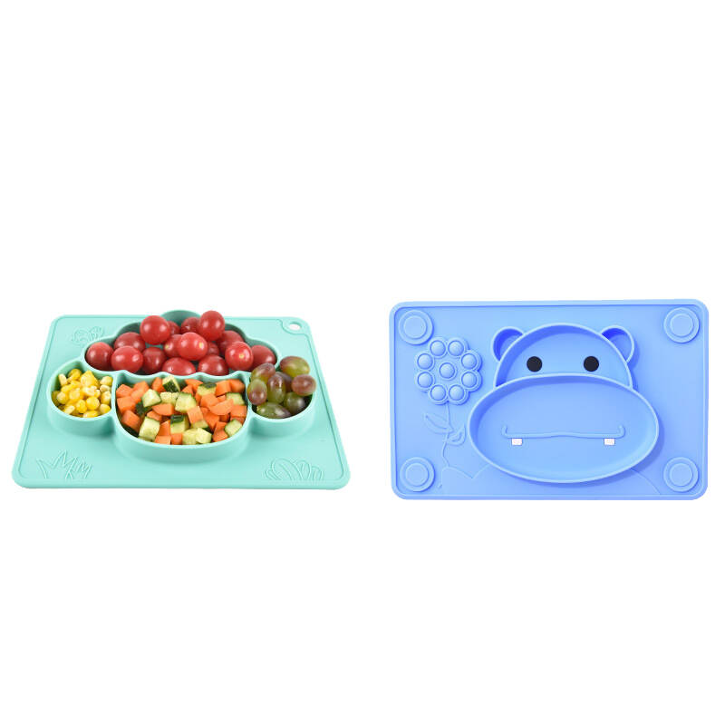 silicone baby hippo feeding plate