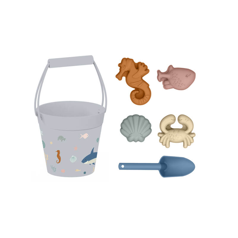silicone beach bucket set, personalized beach toys, silicone sand toys, bucket beach set