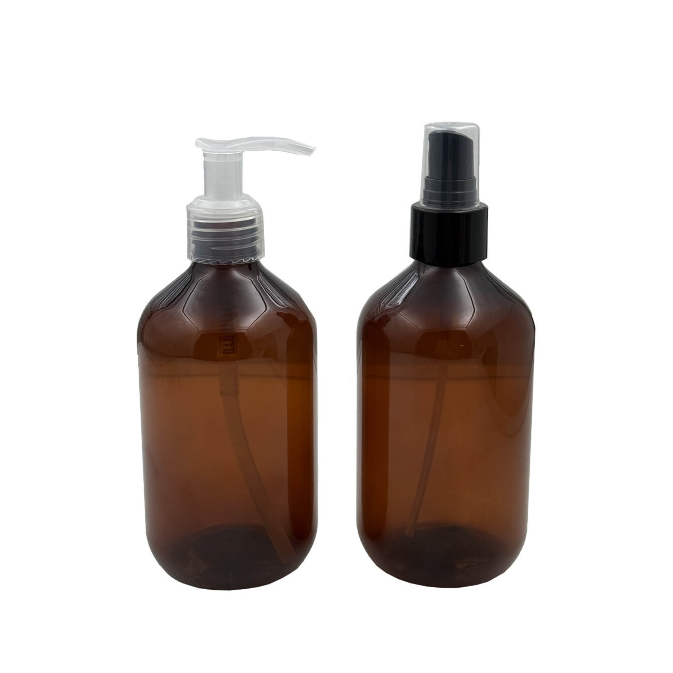 300ml PET Amber Brown Plastic Bottles with Clear Pump Black Oil Spray Set Ready For Shipping In stock