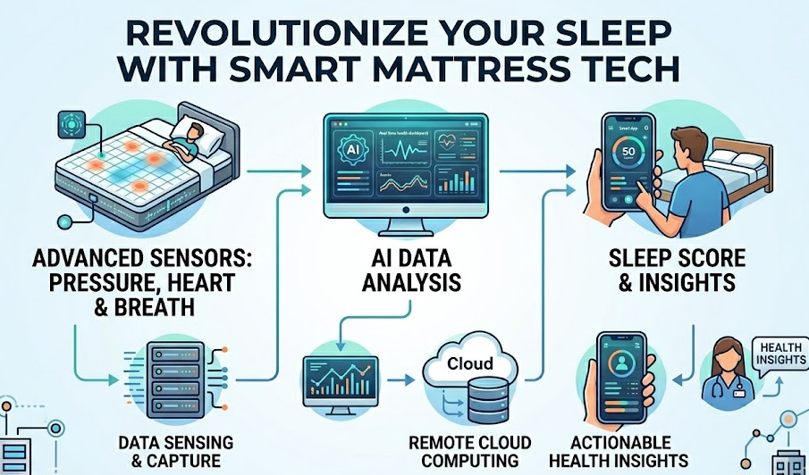 Smart Mattress Monitoring Panel Illustration