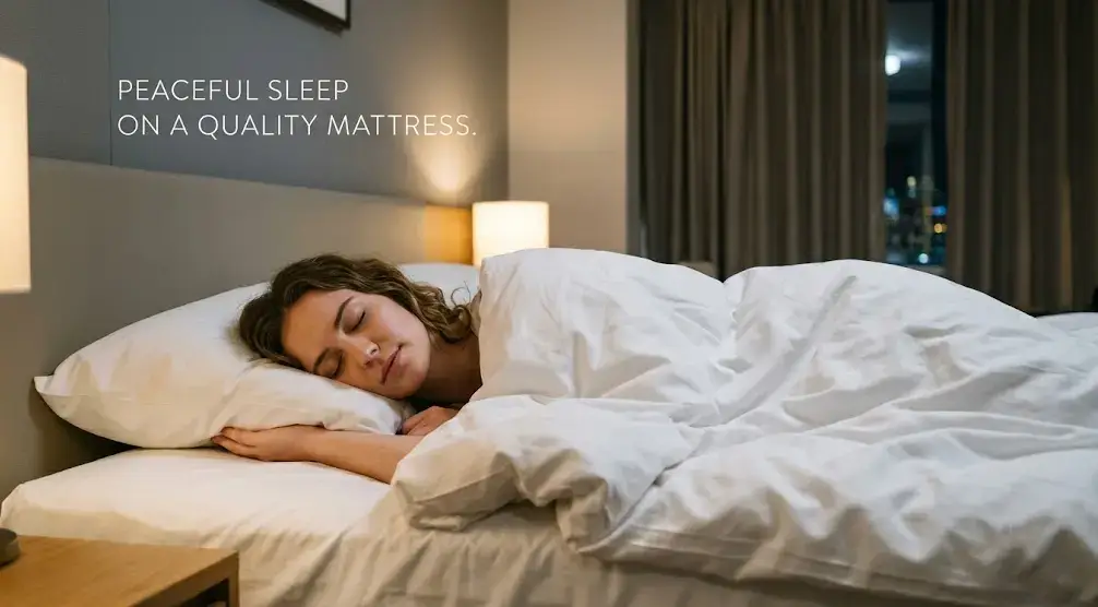 Hotel guest sleeping peacefully on quality mattress