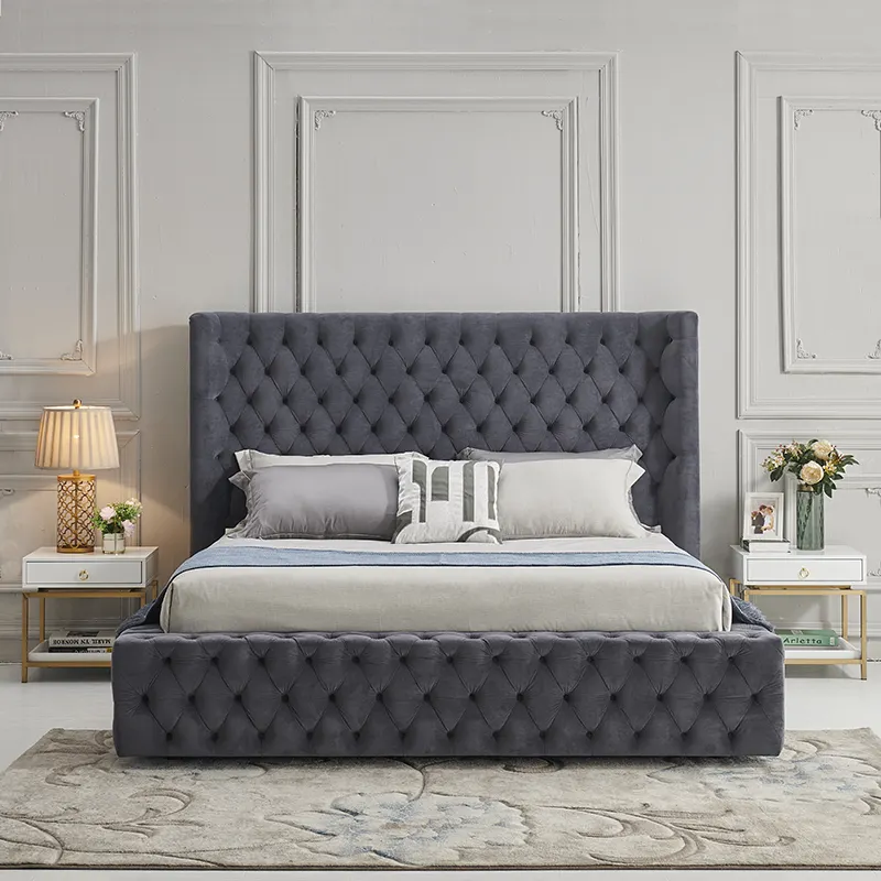 Luxury  Upholstered Platform Queen  Lift Storage Bed