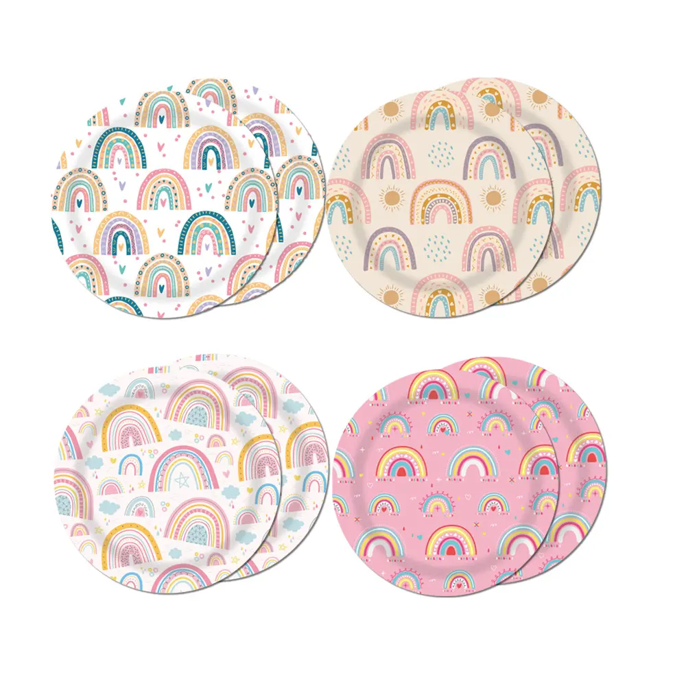 Boho Rainbow Birthday Party Paper Plates