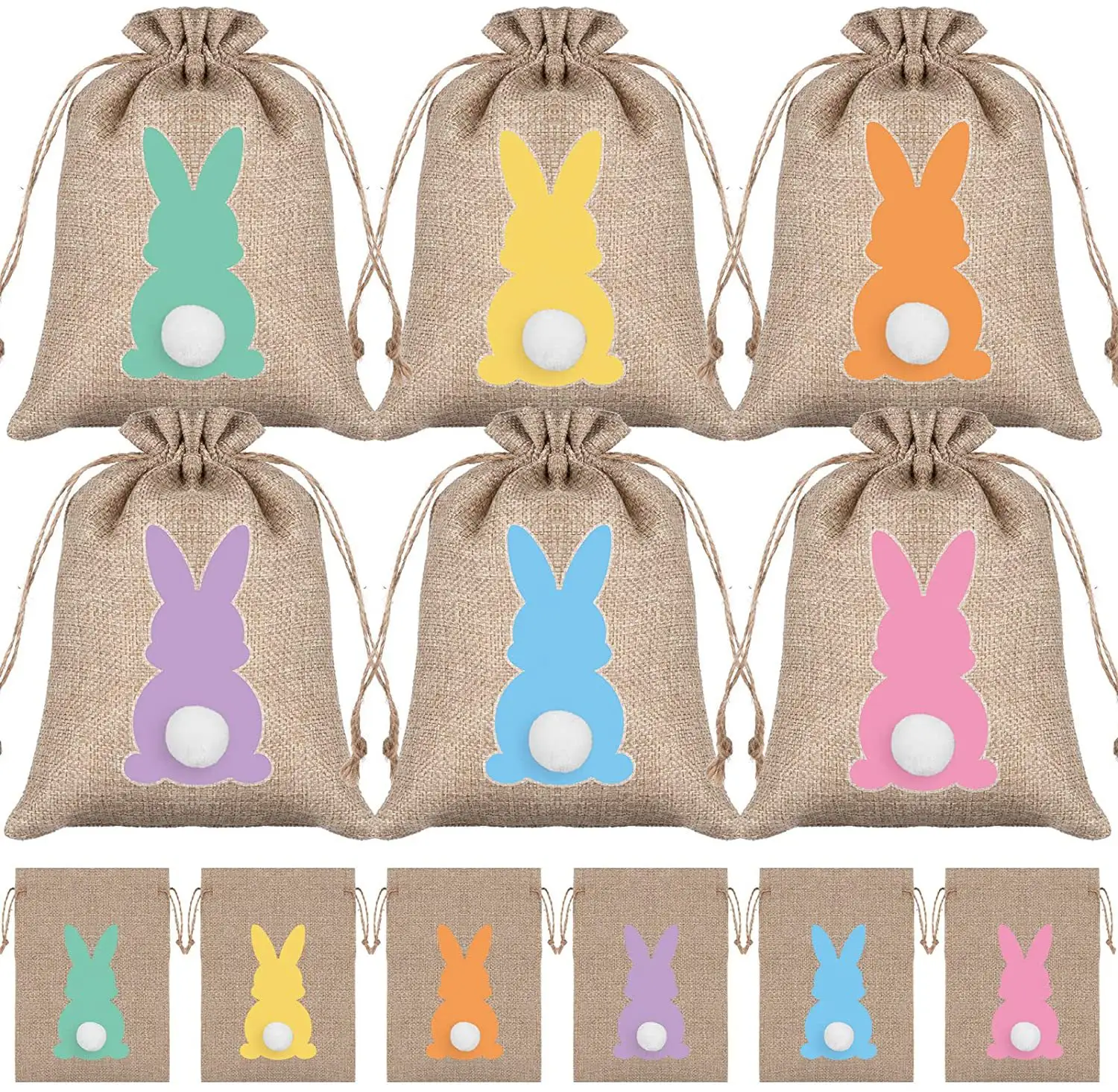 Easter Burlap Drawstring Candy Goody Gift Bags