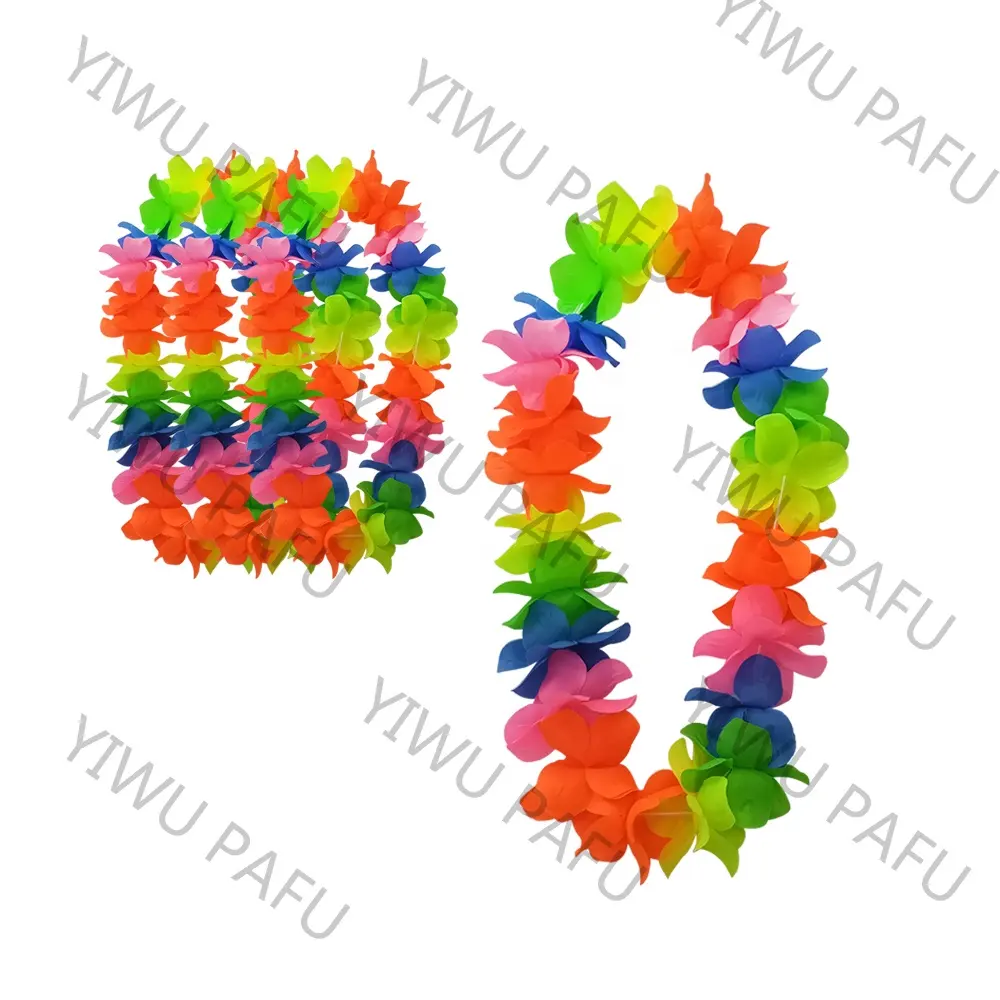 Hawaiian Luau Flower Neon Lei Necklaces