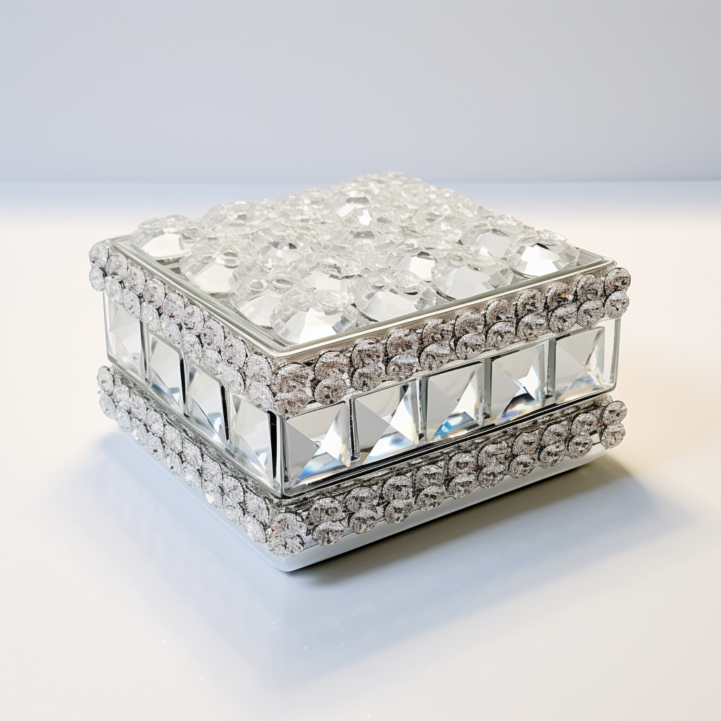 Boîte de bijoux en verre incrustée de diamant