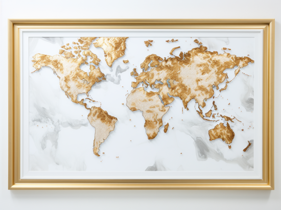Marco de imágenes de gran tamaño con mapa mundial impreso