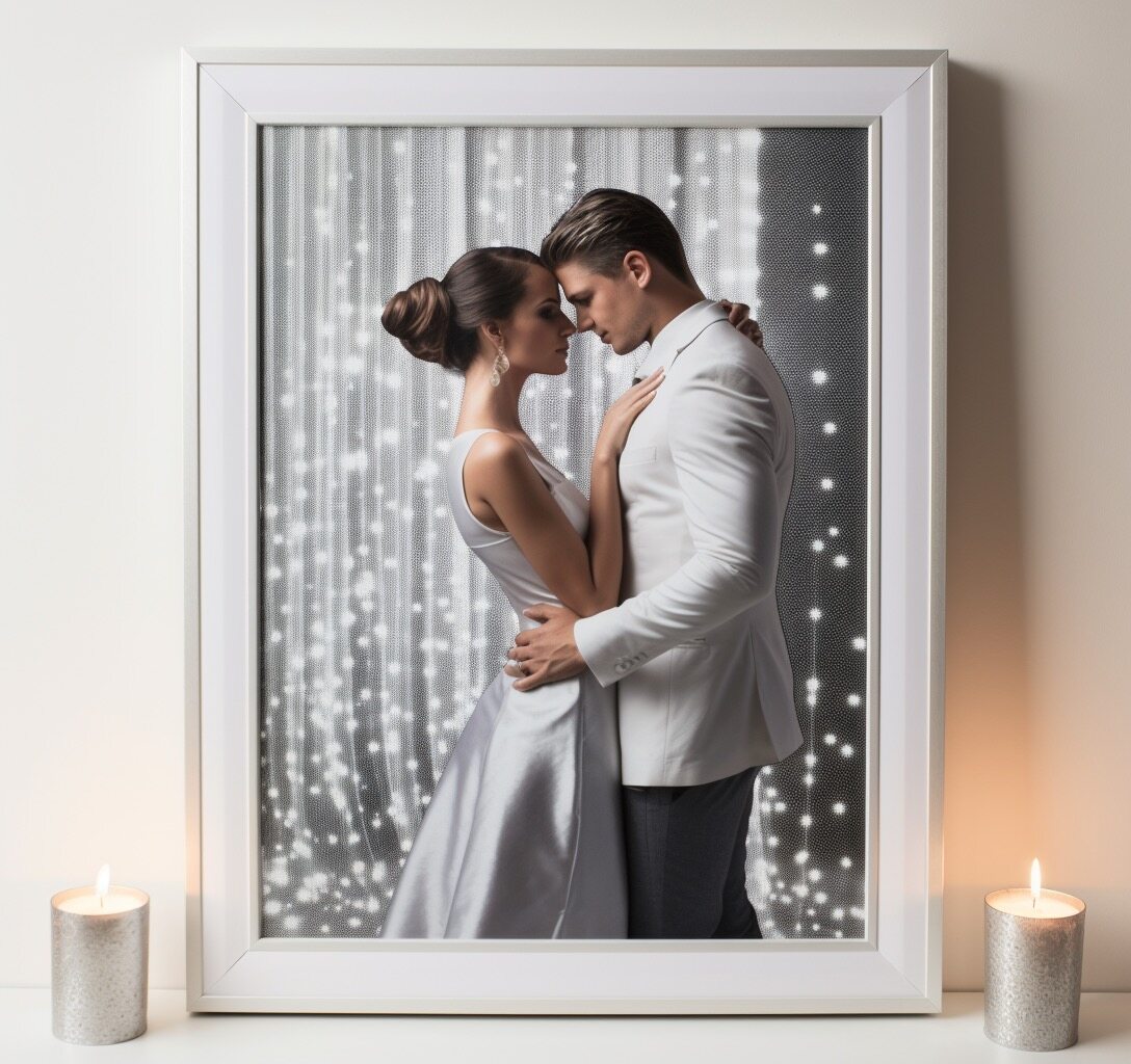 Wieczna obietnica i sentymentalny prezent na metalową ramkę ze zdjęciami ślubnej w srebrnym i białym kolorze