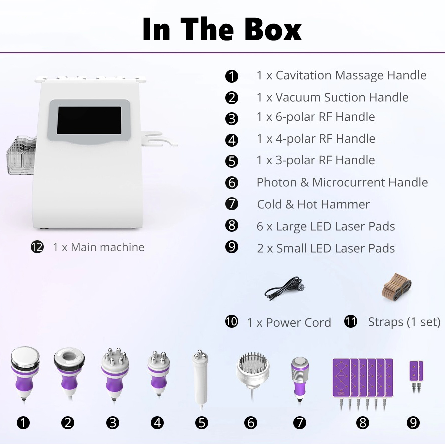 Anti Cellulite Machine; radio Frequency Machine; cavitador 6 In 1 6 In 1 Cavitations Machine;Multi-function Beauty Machine; 6 In 1 Cavi Body Sculpting Machine; Multi-function Beauty Device; vacuum Rf Slimming Weigh Loss Machine; 40khz Body Shaping Equipment; desktop Spa Beauty Machine