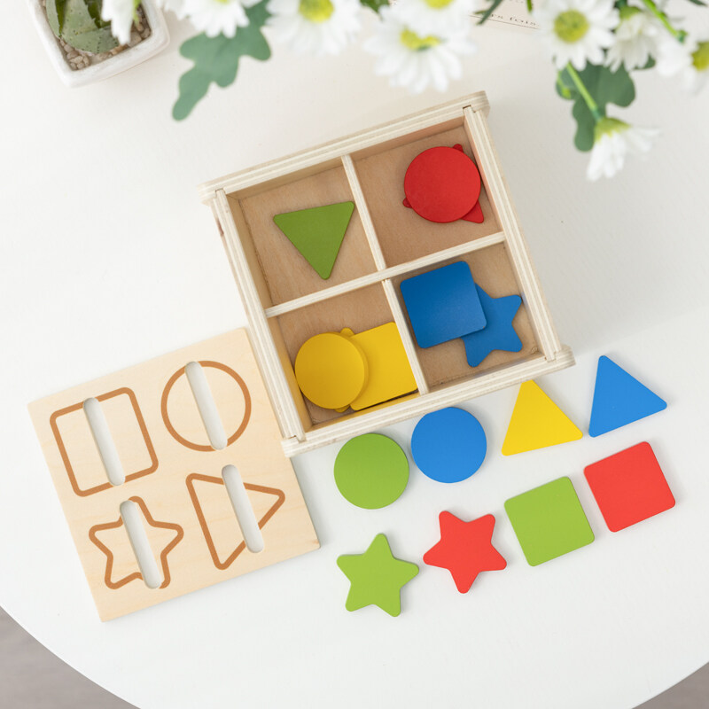 Baby Wooden Montessori Educational Magnet Sensory Kindergarten Furniture Shape Color Sorter Wooden Materials Toys for Kids