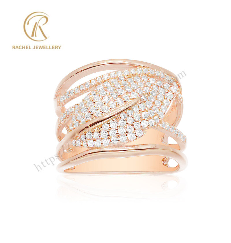 Big Luxury Men Style Cubic Zircon Micro Pave Rose Gold Silver Ring